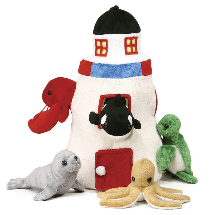 Plush Lighthouse with 5 Sea Animal Friends