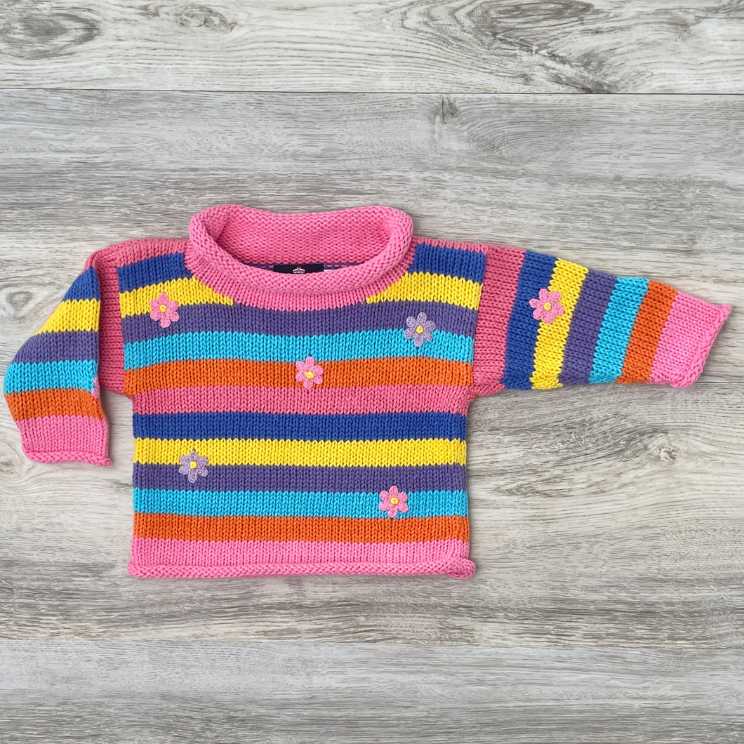 Flowers & Stripes Rollneck Sweater