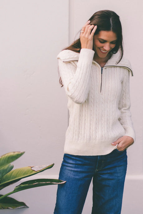 Aurora Half-Zip Cable Knit Sweater