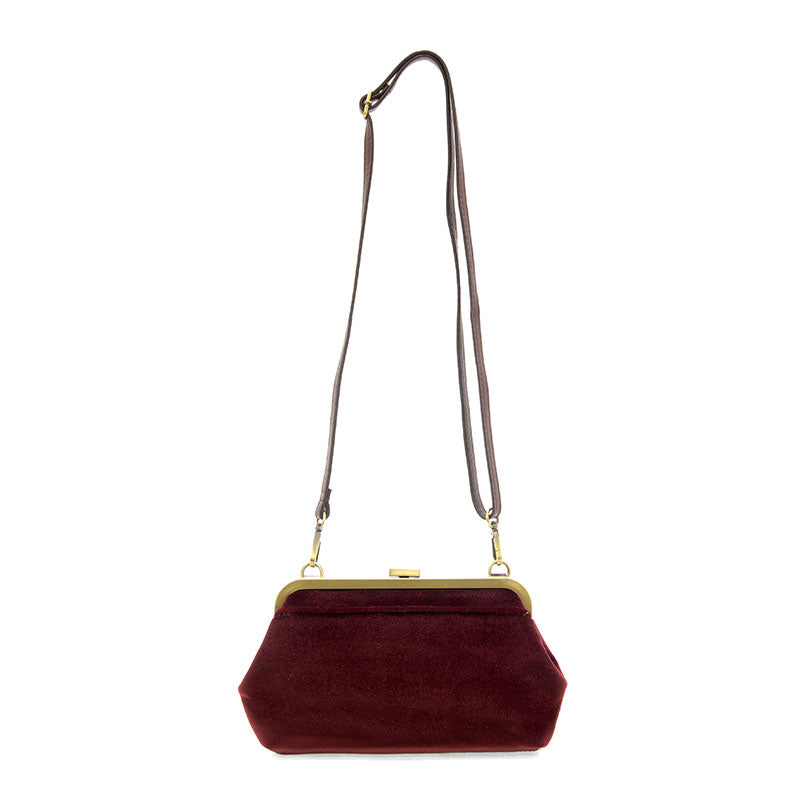 Joy Susan Velvet Vivie Frame Lock Convertible Crossbody/Wristlet in Black